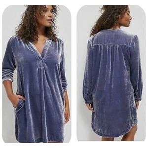 ANTHROPOLOGIE Melody Velvet Tunic Dress Slate Blue Size Large Cocktail Party